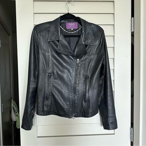 Sabani Classic Black Italian Leather Moto Jacket purchased in Florence, Italy L